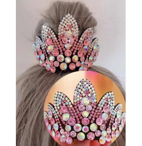 Latin Ballroom dance competition headdress for kids children Figure skating rhythmic gymnastics competition hair accessories Cheerleading dance exams headwear